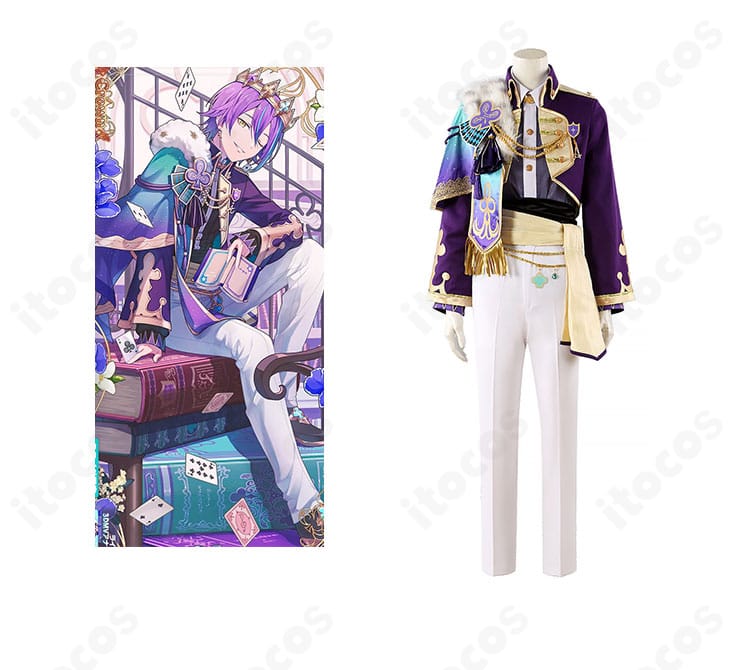 神代類「Crown of Suit お返しの挨拶」コスプレ衣装の正面全身。発色の良いコートと王冠でキャラクターの魅力を忠実に表現。
