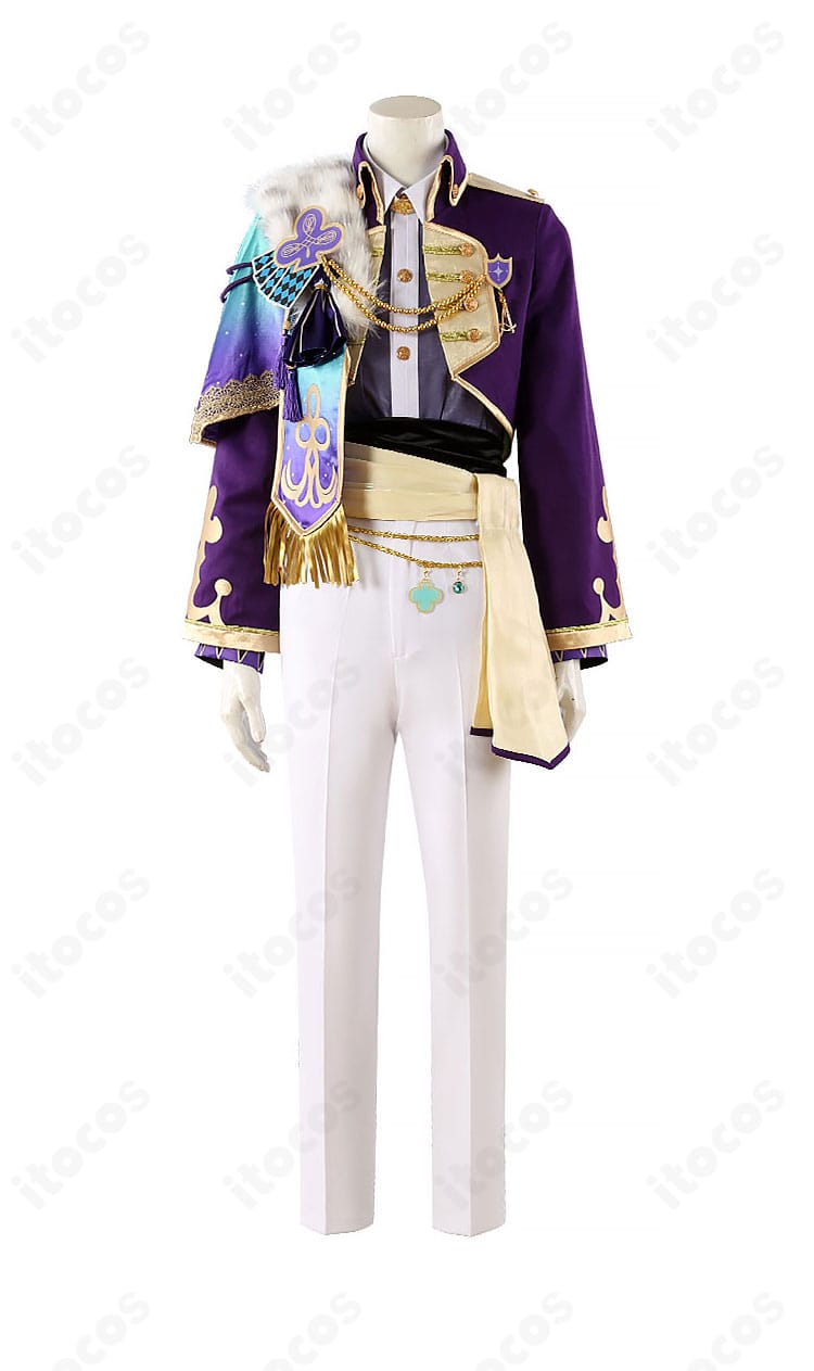 神代類 コスプレ衣装の正面ディテール。胸飾りやチョーカー、ショールの質感まで精緻に再現したデザイン。