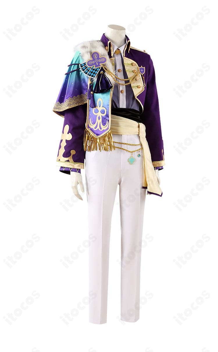 神代類 コスプレ衣装の側面。コートの立体裁断と袖口のラインが美しく、礼装らしいシルエットが際立つ。