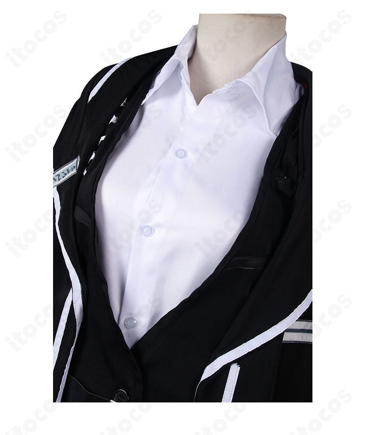 ロージャ衣装の襟元ディテール。襟の形状と装飾要素を近距離で表現。