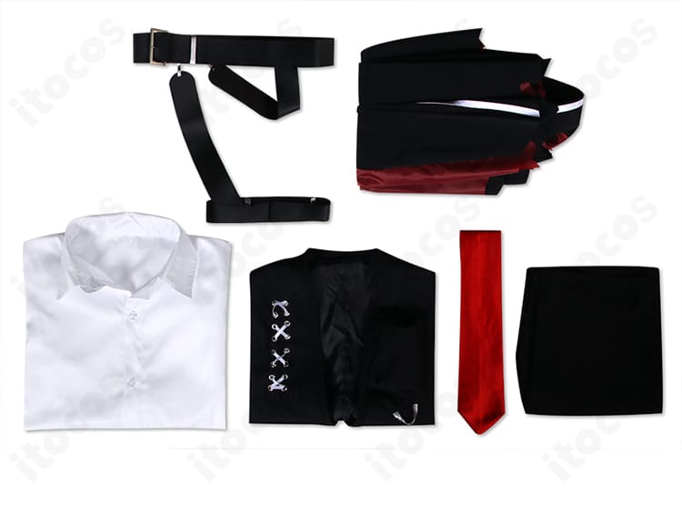コート・ベスト・シャツ・ズボン・ネクタイ・ベルト・太ももベルトのセット内容一覧