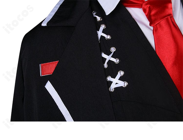 コート襟の仕上げと縁取りを示すディテールカット