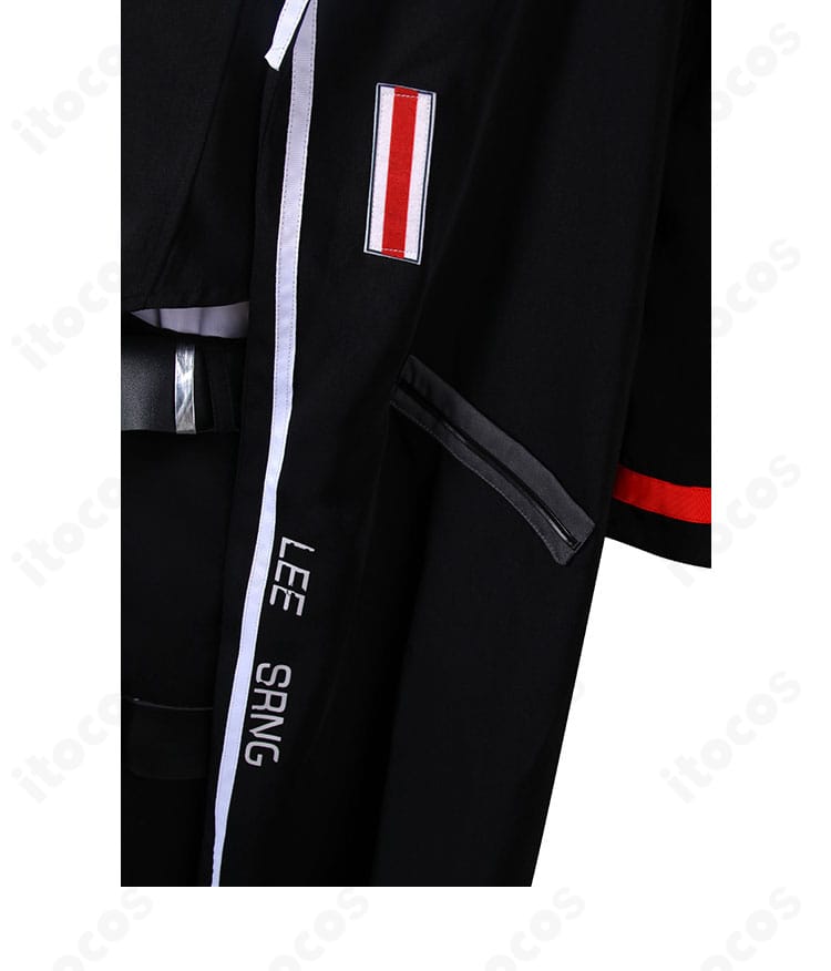 襟元の装飾とカッティングを強調した近接ディテール（イサン）