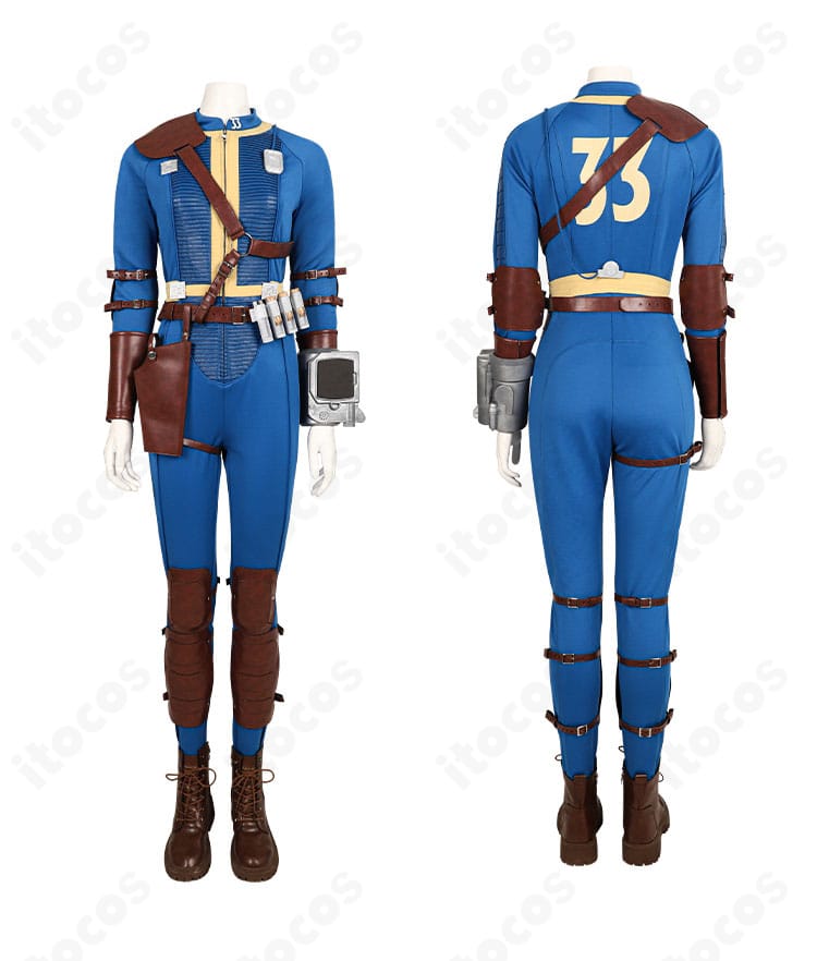 フォールアウト ルーシー・マクレーン衣装の正面・背面カット。シルエットと背面ベルト配置を確認できる画像