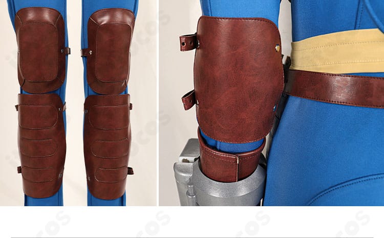 ルーシー・マクレーン衣装の膝当てと護具。ニーパッドの形状と固定ストラップの仕様が分かるアップ
