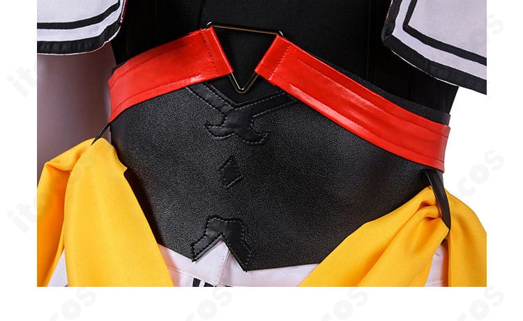 Fate/Grand Order 長尾景虎 コスプレ衣装の腰部ディテール。コルセットベルトと帯のフィット感とライン形成を確認。