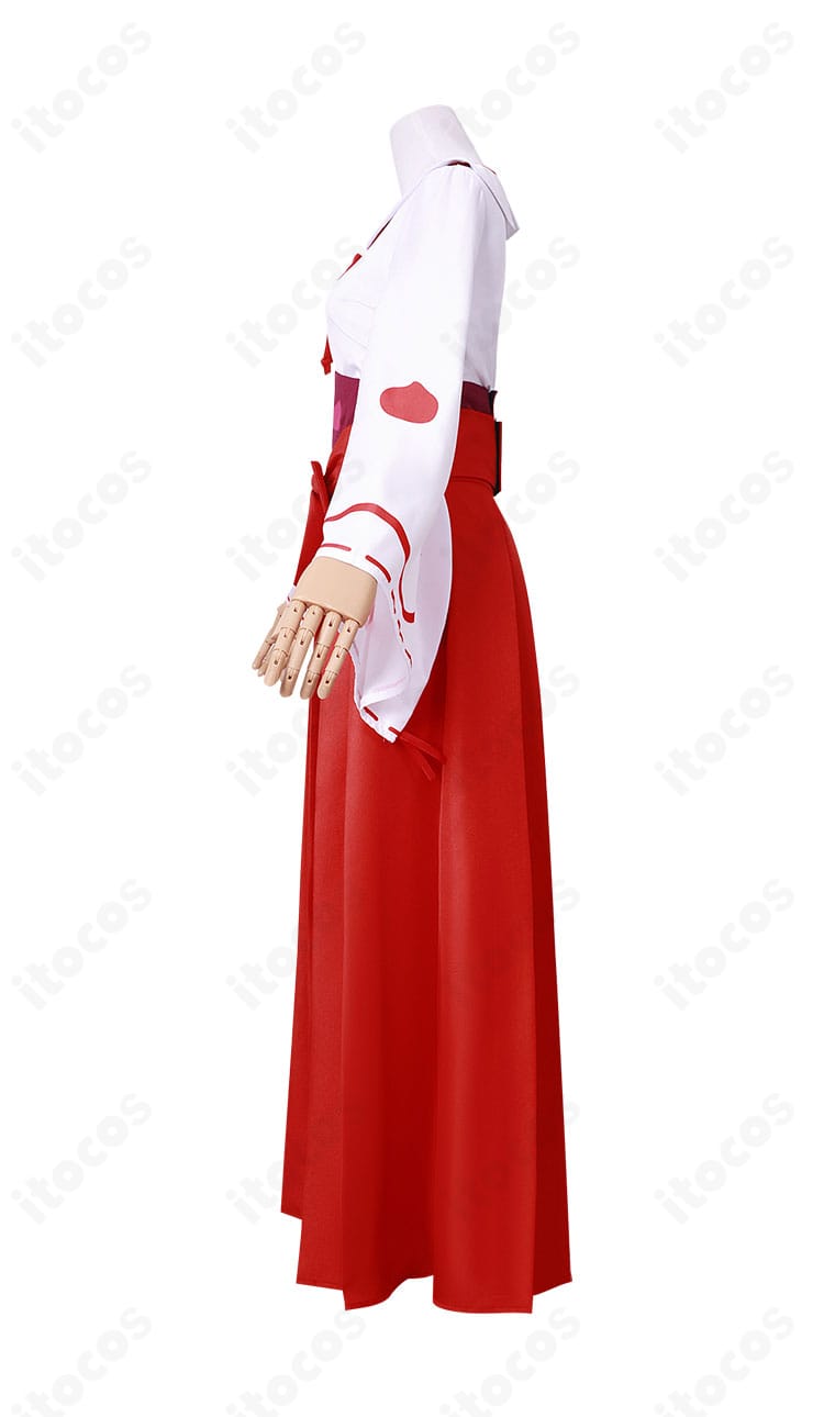 転生したらスライムだった件 シュナ コスプレ衣装の左側面。袖のボリュームとスカートのライン、帯の厚みを確認できる画像