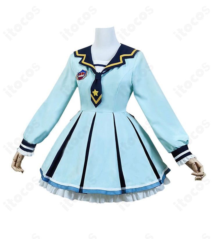 桜庭ローラ 四ツ星学園 制服コスの左側面。フィット感と配色のコントラストが分かるアングルで、発色の良さを表現。