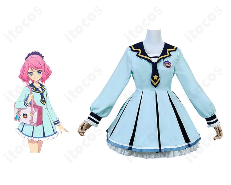 アイカツスターズ！桜庭ローラ 四ツ星学園 制服コスプレ一式。キャラクターと制服の組み合わせが分かる全身カットで、イベントや撮影向けの仕上がり。