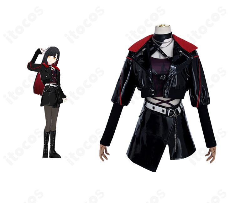 プロジェクトセカイ 白石杏『決戦の時』コスプレ衣装の正面全体とキャラクター比較画像