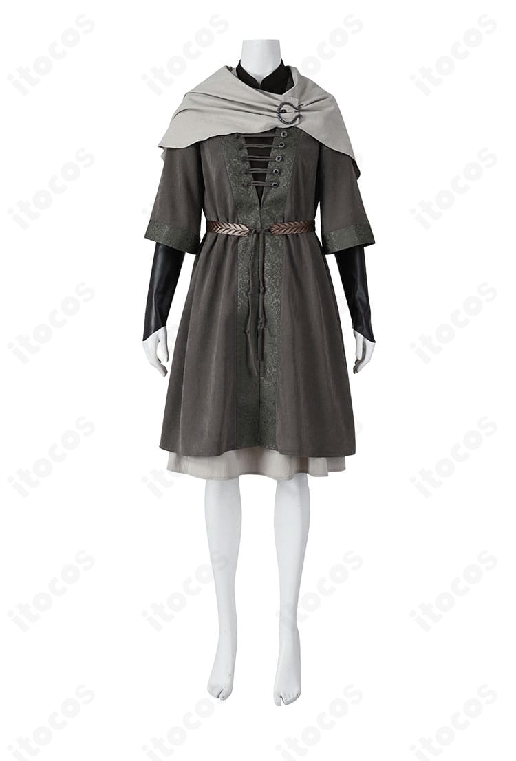 衣裙前面の装飾と重ね表現のディテールが分かるクローズアップ