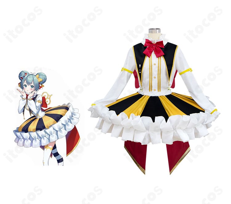 初音ミク MIKU EXPO 2023 VR 採用衣装のコスプレ一式を正面から。キャラクターイメージと共にセット全体のバランスが分かる画像