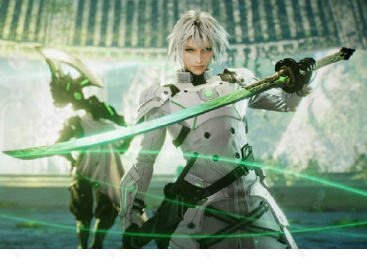 セフィロス（FFVII エバークライシス）を再現したITOCOS製コスプレ衣装の全身イメージ。黒のロングコートと鎧装飾の雰囲気が分かる画像。