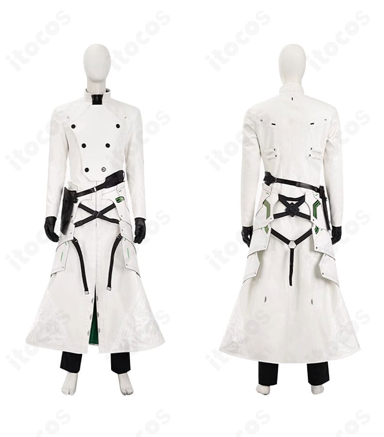 セフィロス衣装のフロントとバックのクローズアップ。素材感と装飾配置の再現性を確認できる画像。