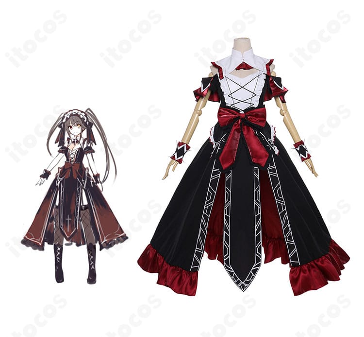 時崎狂三 囁告篇帙（ラジエル）コスプレ衣装の正面全体。作品「デート・ア・ライブ」との組み合わせイメージ。