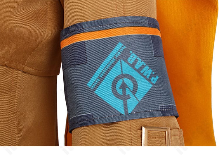 ミリア＝レイジ衣装の腕章と前腕パーツの詳細。色分けと固定ベルトの構造が分かる。