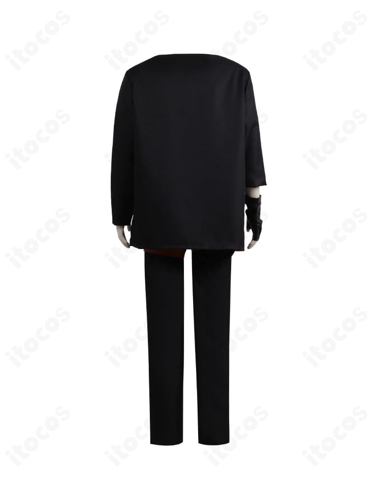 背面ビュー。コートの後ろ身頃ラインと裾の広がりを確認できるハッピーケイオス衣装の背面