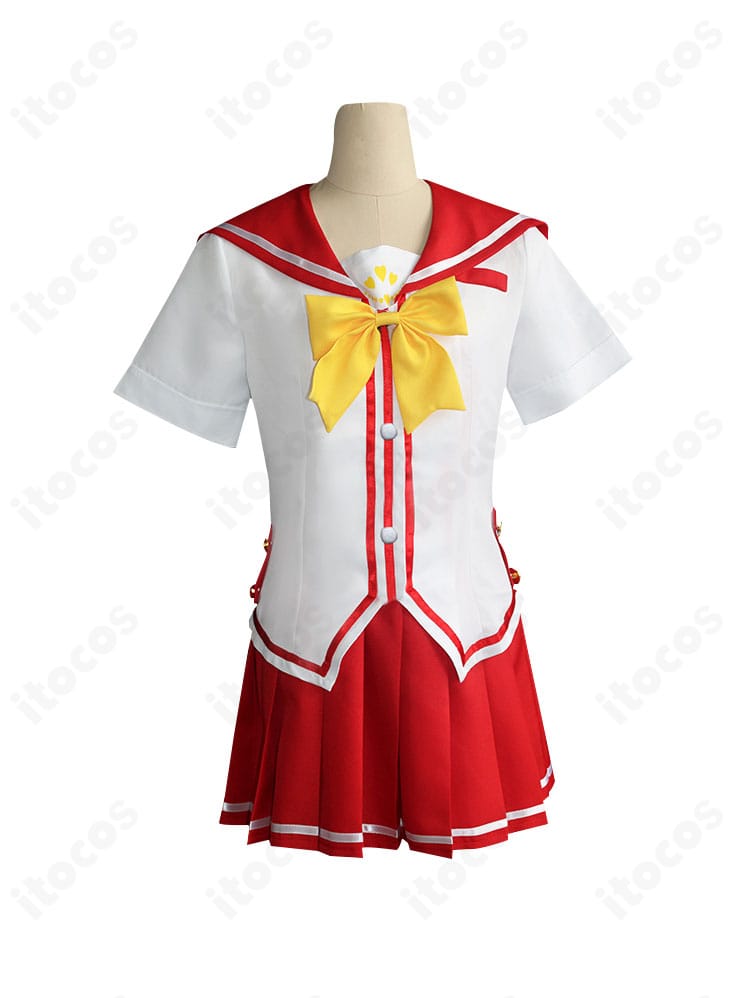 Charlotte 乙坂歩未 夏制服コスプレのトップスとスカーフの正面ディテール。清楚な配色が特徴。