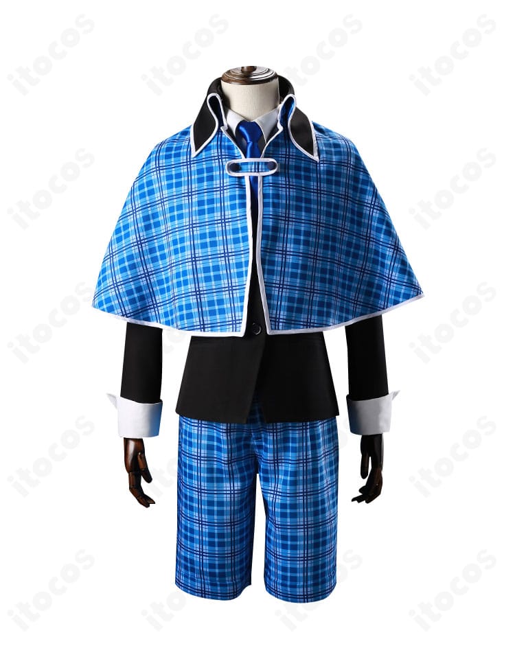 商品正面画像。しゅごキャラパーティー！辺里唯世の制服セット全体（マント・コート・半ズボン・シャツ・ネクタイ）のバランスが分かる。