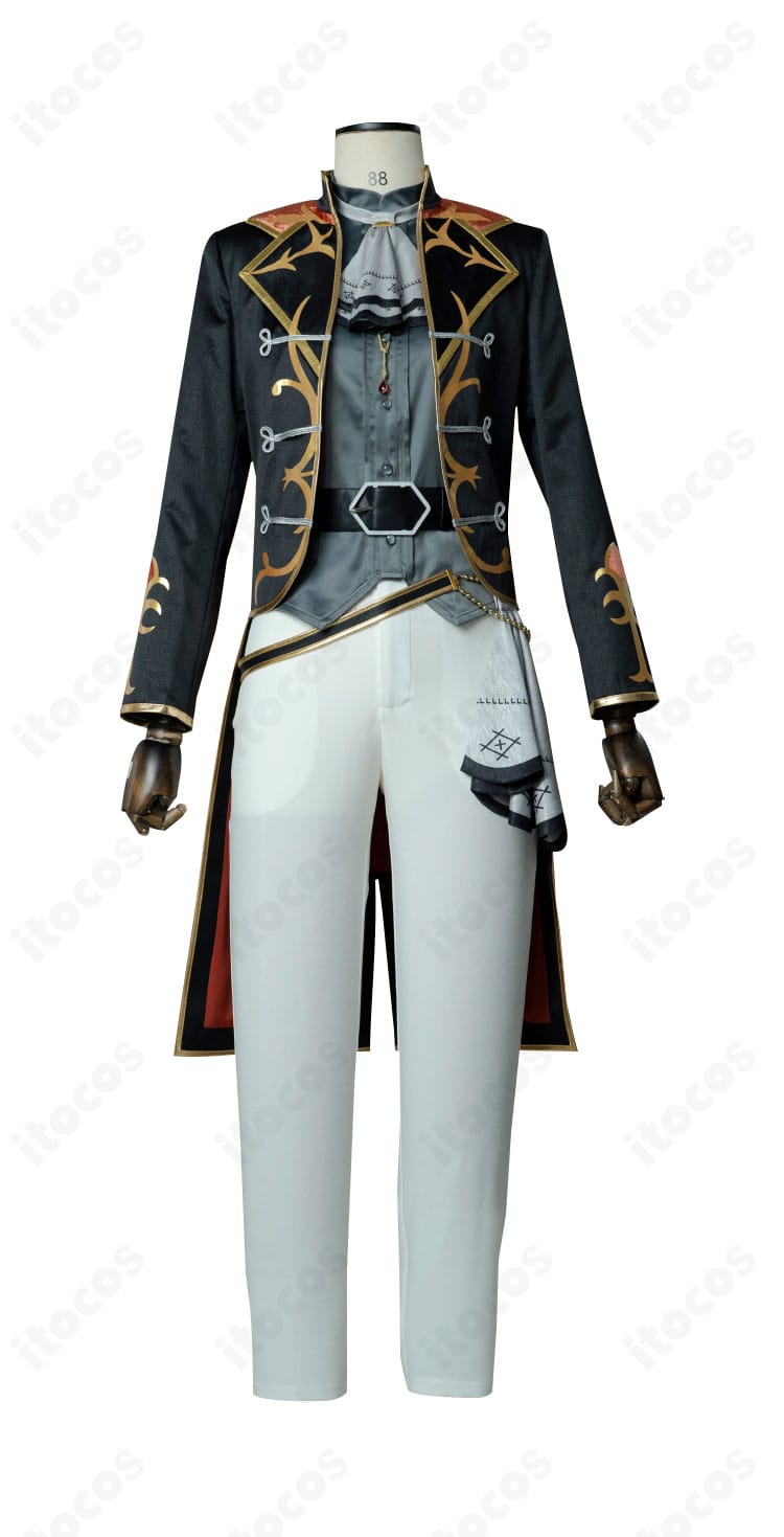 正面全体図。あんさんぶるスターズ！Eden 乱凪砂・巴日和コスプレ衣装のコート・シャツ・ズボン・スカーフのレイアウト。