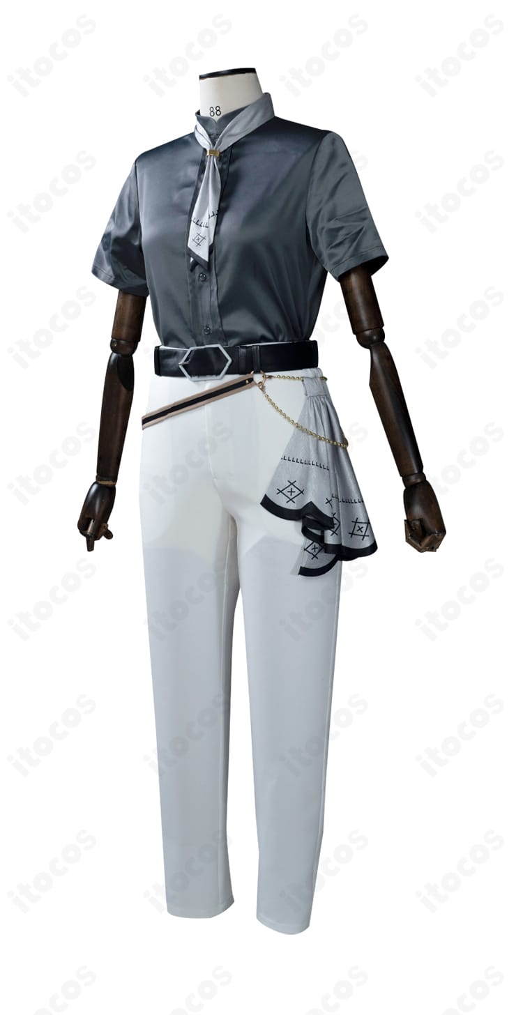 インナー半袖シャツのディテール。襟元の形状とステッチ、通気性の良い生地感を接写で表現。