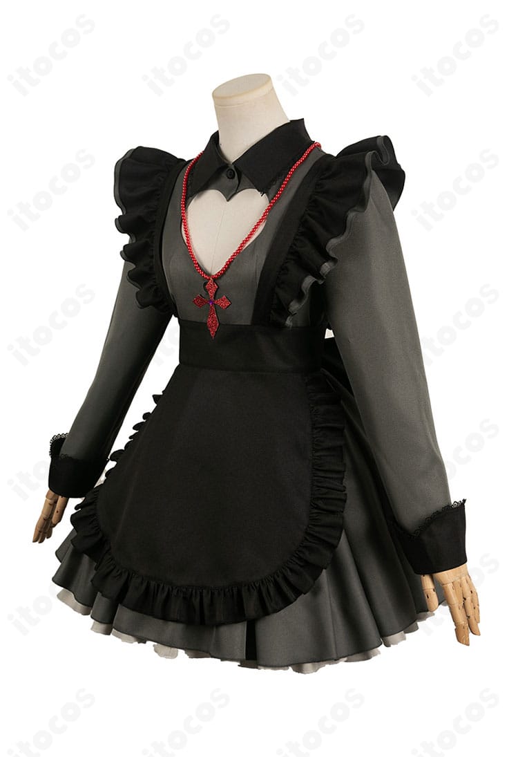 星野ルビー衣装の右側ディテール。袖の装飾とエプロンのライン、スカートの質感が分かる構図。