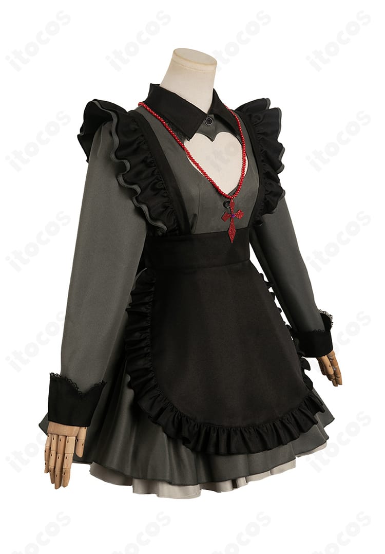 星野ルビー衣装の左側ディテール。肩フリルと袖口デザイン、サイドシルエットを強調。