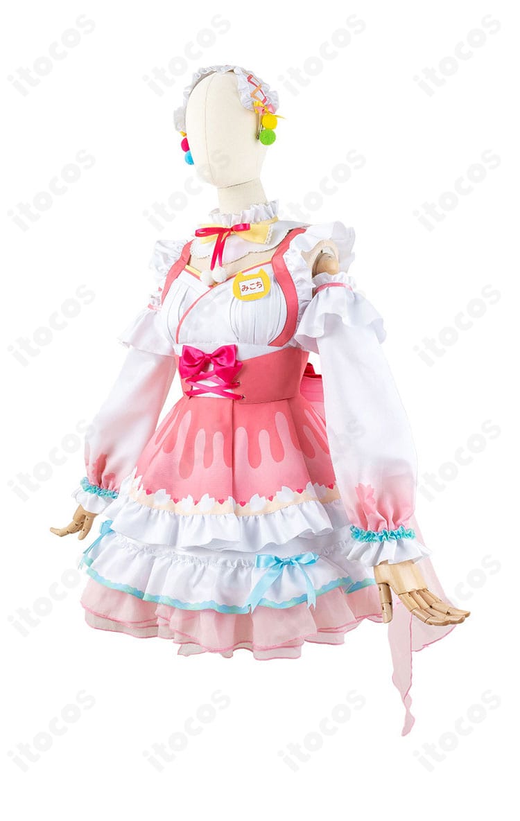 さくらみこ正月衣装コスプレの側面シルエット画像。ワンピースのラインとサイド装飾の見え方を示します。