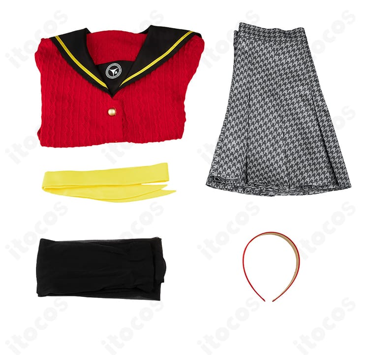 ペルソナ4 天城雪子 コスプレ衣装 セット内容5点のレイアウト確認