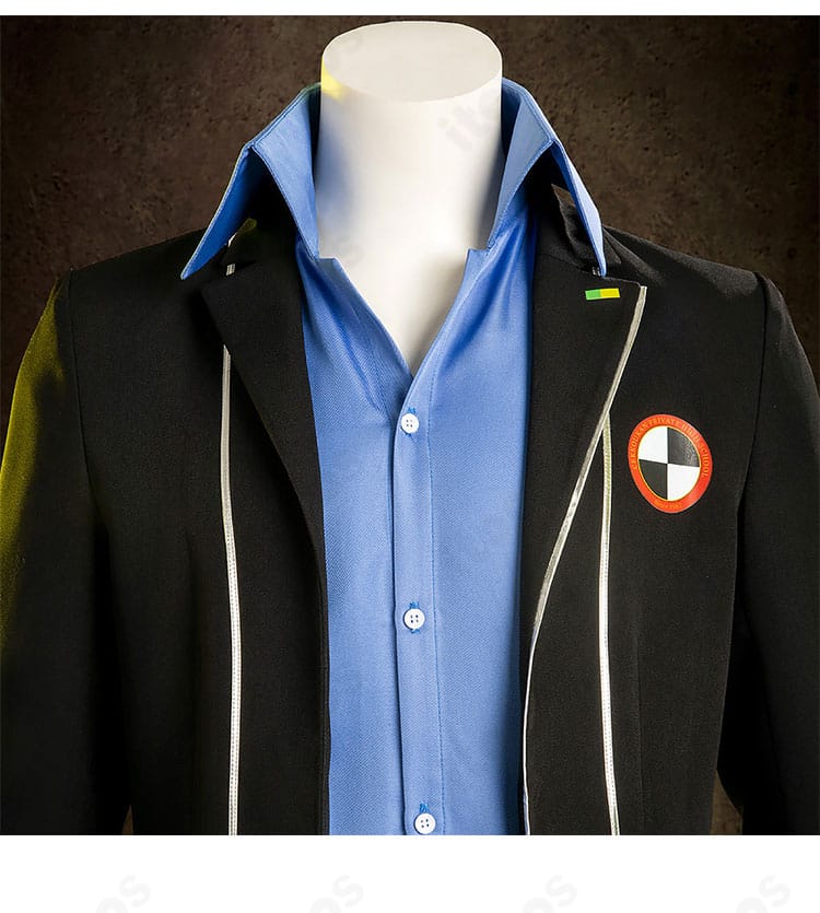 伊織順平 制服版コスプレ衣装 襟元装飾｜襟の形状と縫製のアップ
