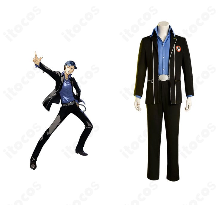 ペルソナ3 伊織順平 制服版コスプレ衣装と公式キャラクター比較イメージ