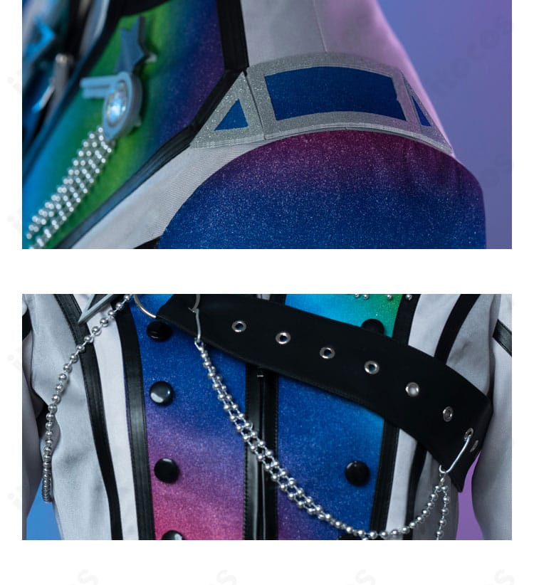 肩袖装飾のクローズアップ。肩章・ラインテープの構成と縫製の精度が分かる写真