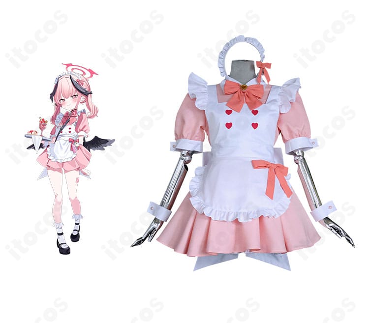 ブルーアーカイブ 下江コハルのメイド服コスプレ衣装・正面全身。清楚なデザインとシルエットがわかる商品イメージ。