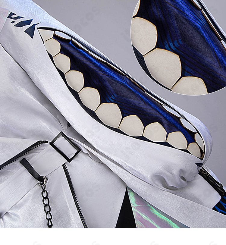 袖の装飾ディテール。肘周りの運動量を確保しつつ視覚効果を高めるデザイン