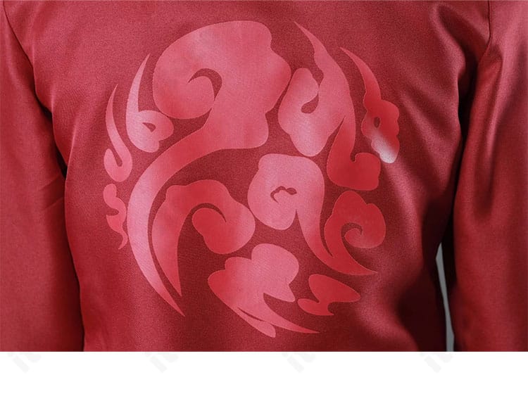 『NARUTO -ナルト-』我愛羅 コスプレ衣装 背面ディテール。背中の装飾とステッチワークの近接。