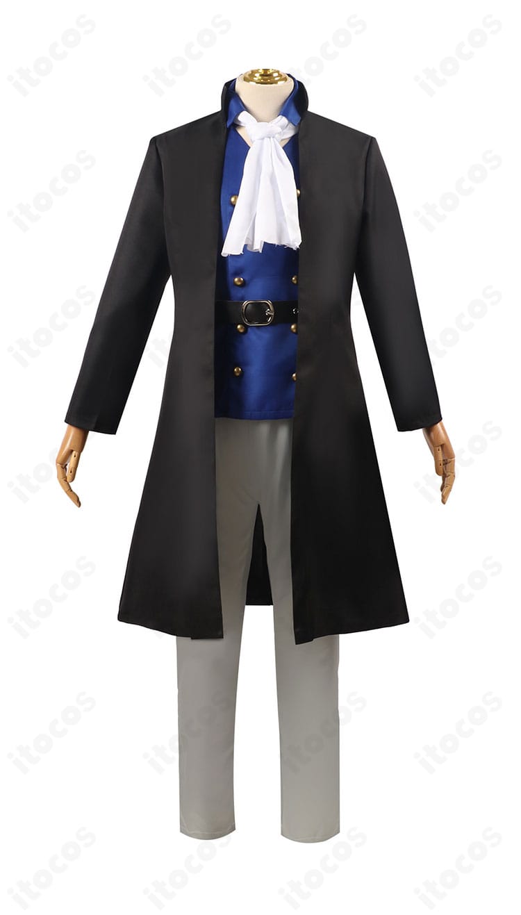 ONE PIECE サボ衣装のフロントビュー。端正なコートラインとインナーの収まりを確認できる正面画像。