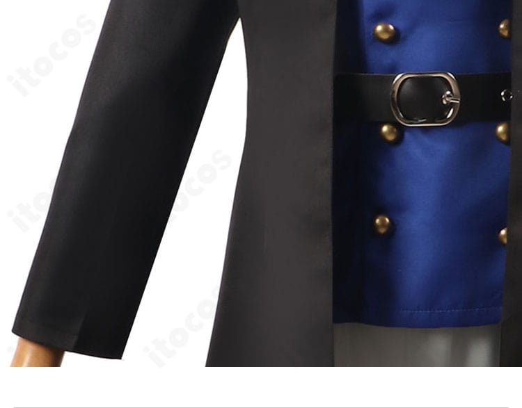 ONE PIECE サボ衣装の袖装飾。袖口の意匠と生地の厚み、ステッチワークを強調したディテール。