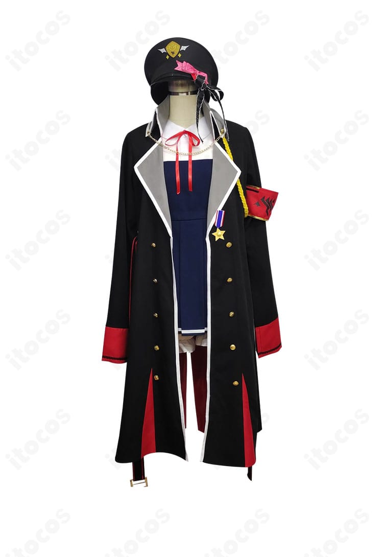 ブルーアーカイブ 丹花イブキ衣装の正面ディテール。襟元のリボンや刺繍風装飾、フロントラインの構成が分かるアップ。