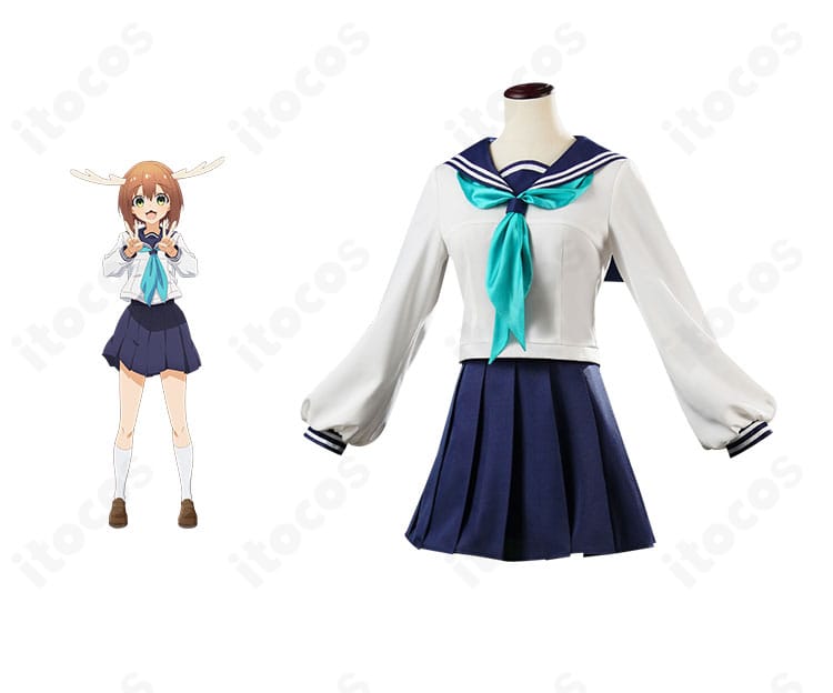 鹿乃子のこ／虎視虎子 セーラー制服コスプレ衣装の正面全体。作品イメージ準拠の配色とシルエットを再現。