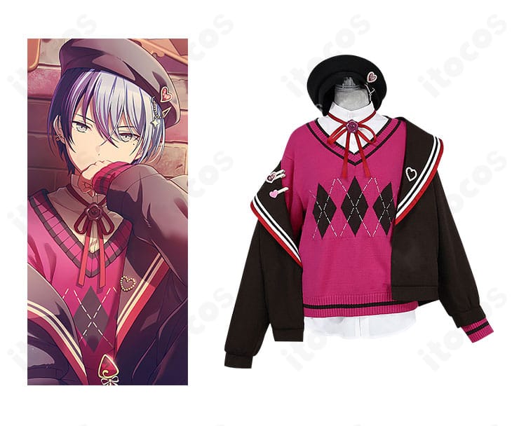 プロセカ 青柳冬弥 コスプレ衣装の正面とキャラクター比較。イベント・撮影向けの高再現コーデを確認できる画像。