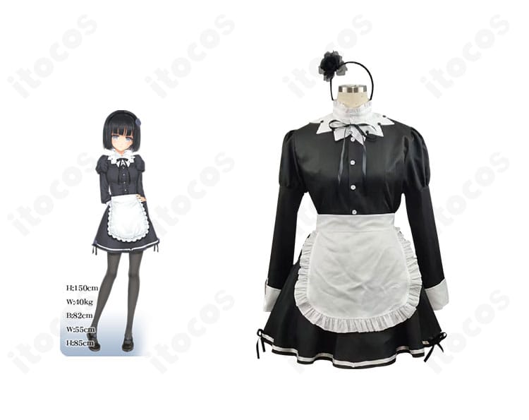 商品正面と燈露椎（ドロシー）のイラストを並置した高忠実度メイド服。襟元とフリルの再現度が分かる比較イメージ。