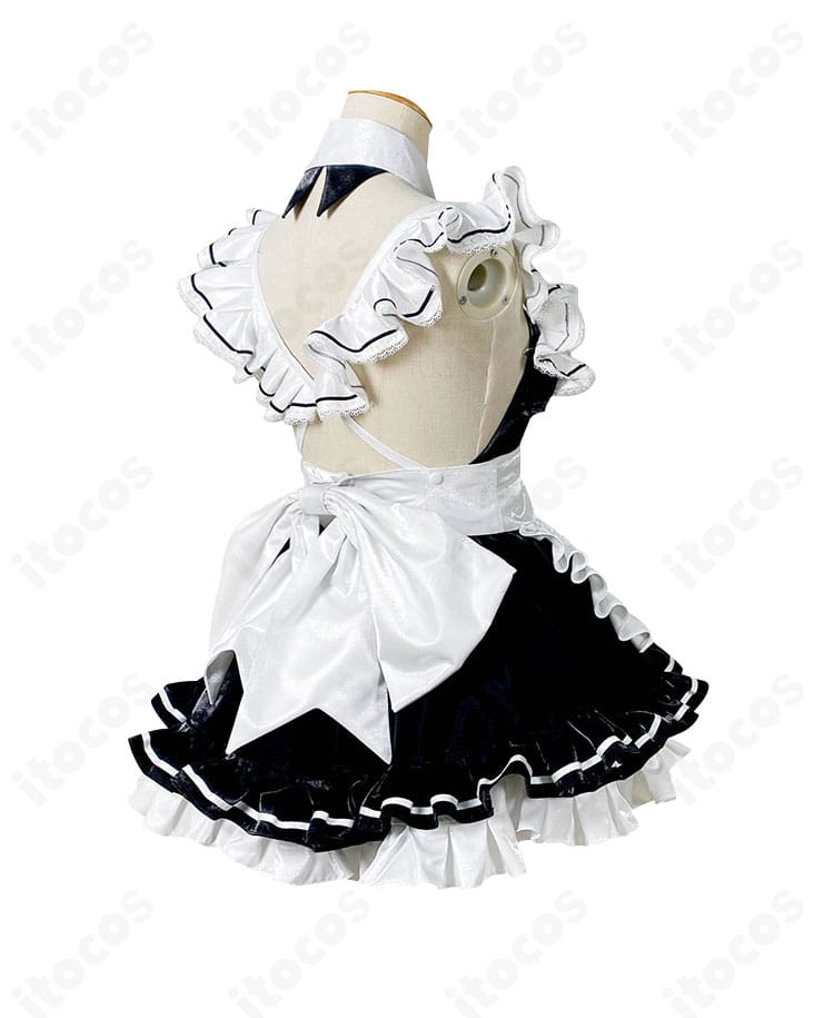 アンカインド・メイド衣装の側背部ディテール、背部リボンと装飾のアップ