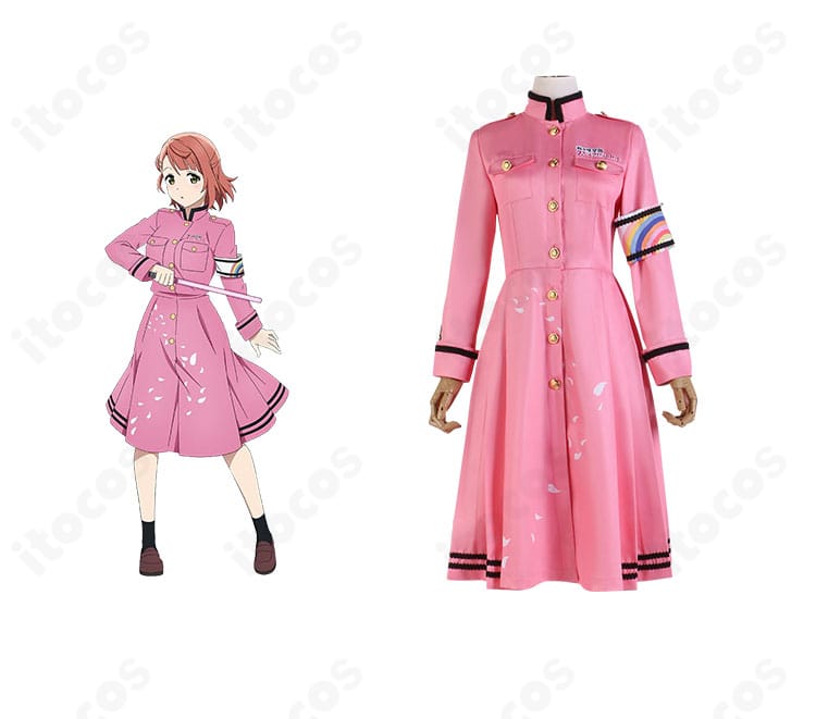 ラブライブ！虹ヶ咲学園の中須かすみ衣装とキャラクター比較の正面画像。高再現のワンピースと腕章が映える構成。