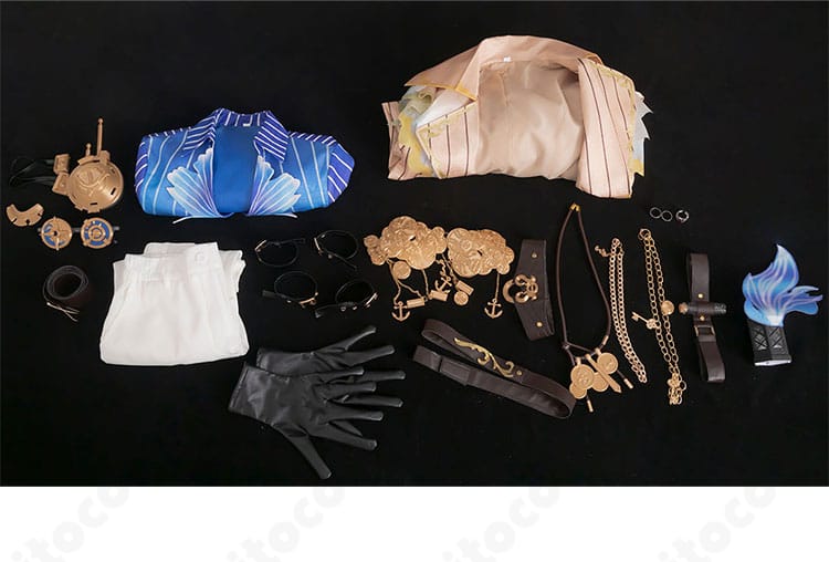 セット内容の一覧画像。コート、インナー、ズボン、小物一式が揃うフルセットを一目で確認。