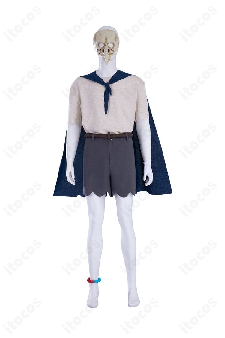 リトルナイトメアIII ロウ コスプレ衣装の正面全体図。マントと仮面、レイヤー構成が分かる