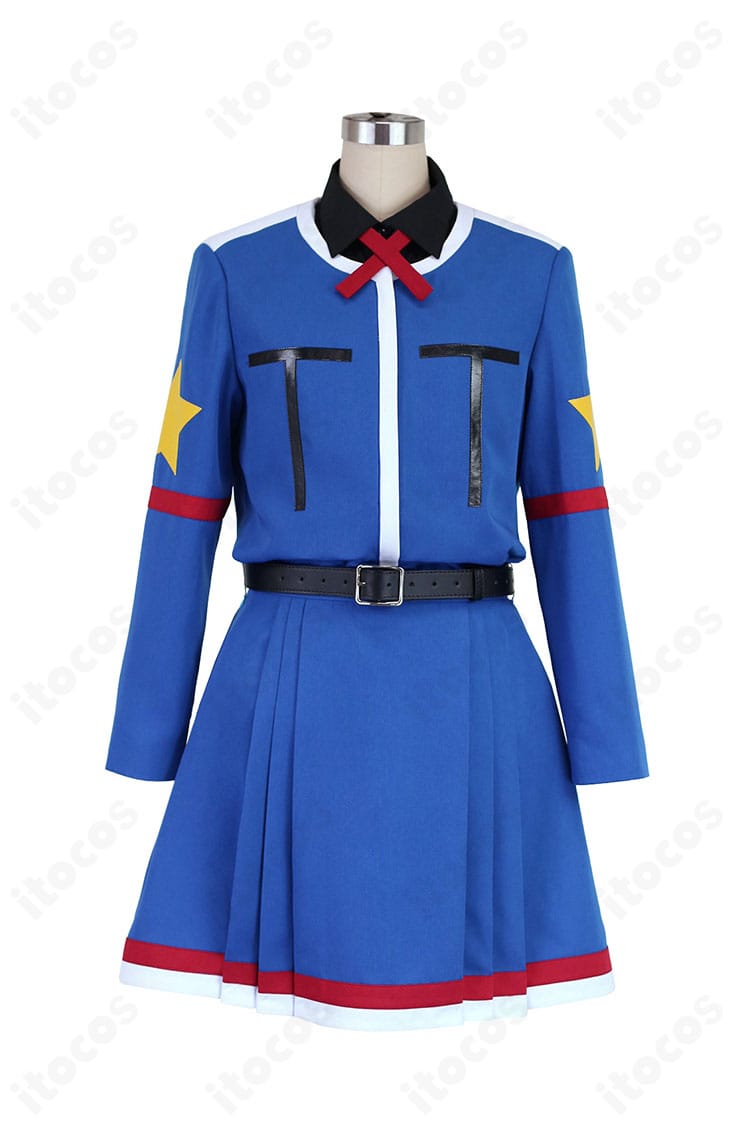 花嵐エリ コスプレ衣装 正面全身。コートとスカートのシルエットが分かるフロントビュー