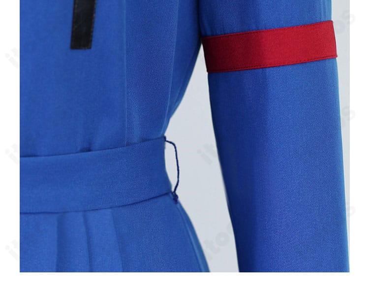 花嵐エリ コスプレ衣装 袖口の赤ライン装飾。配置と幅感のバランスを詳細表示