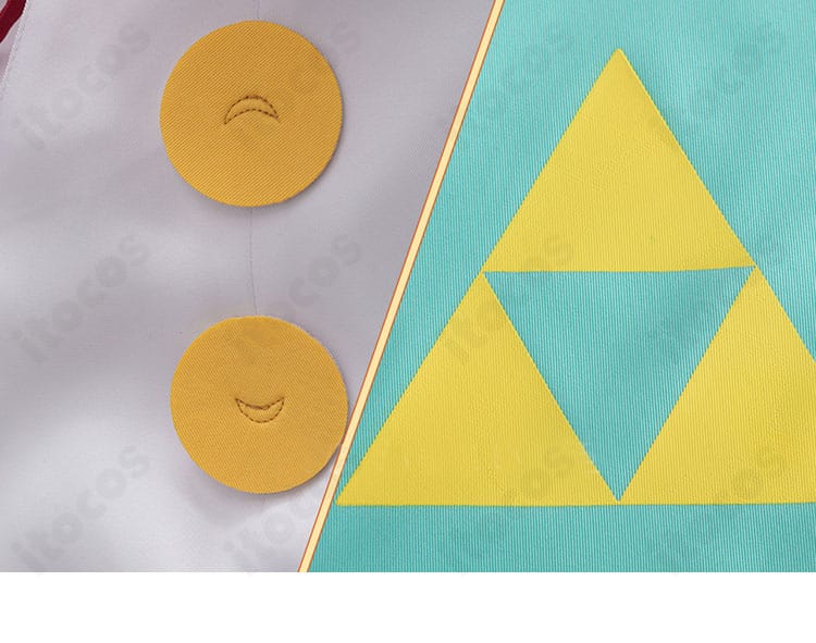 衣装全体の装飾ディテール一覧。配色・質感・切り替えの一体感が伝わる。