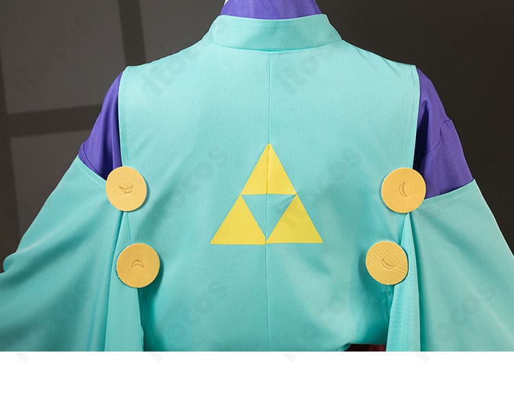 背面装飾のクローズアップ。背中から帯にかけての構成を明確に表現。