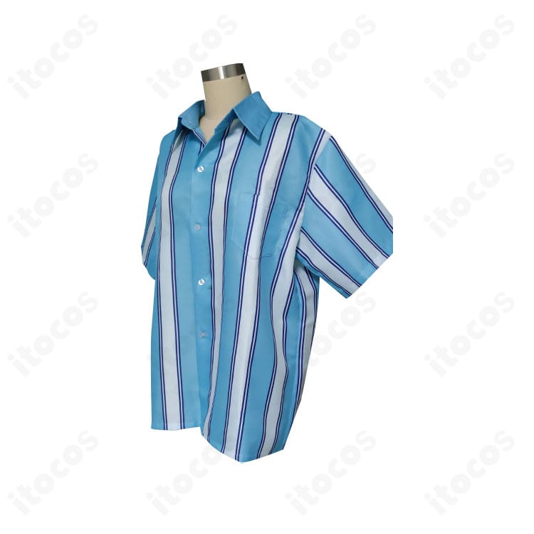 深海奏汰 私服（夏）コスプレ衣装の側面。身体のラインに沿うなめらかなシルエットと縫製の整いが分かる角度。